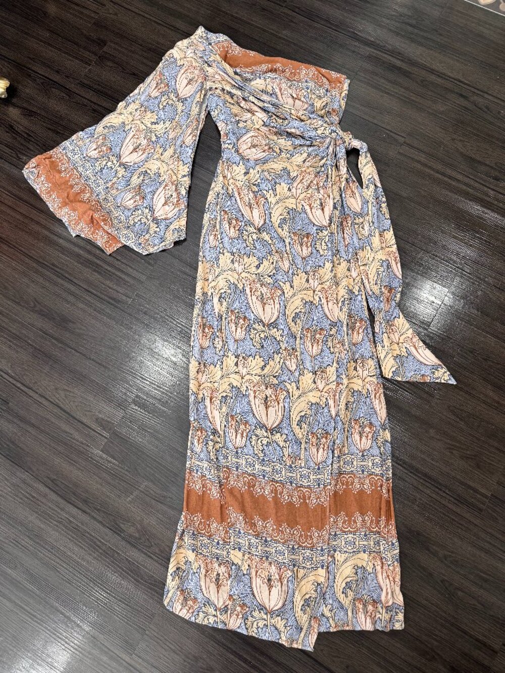 Free People Off the Shoulder Long Boho Wrap Dress